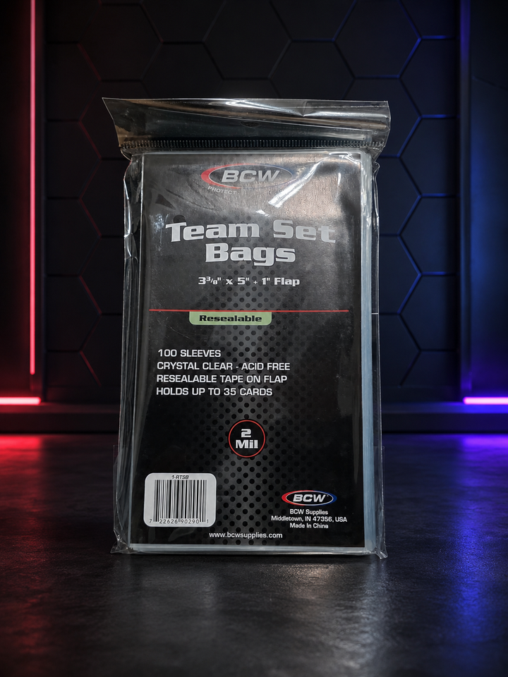 BCW Resealable Team Set Bags for Trading Cards, 100 Count